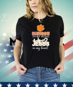 Top Clemson Tigers in my veins Jesus in my heart shirt