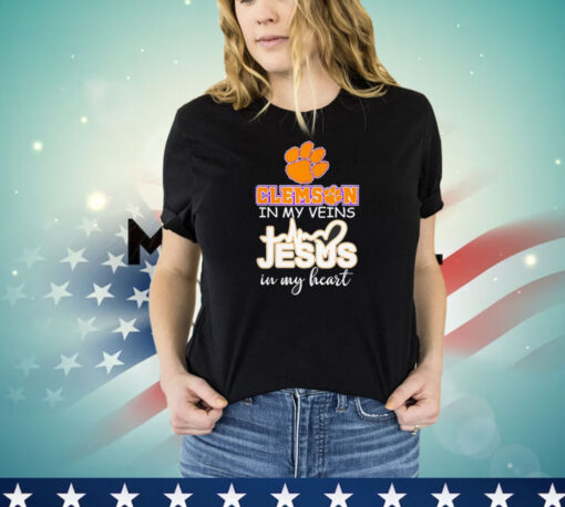 Top Clemson Tigers in my veins Jesus in my heart shirt