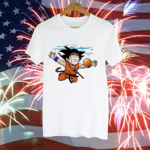 Goku from Dragon Ball in the style of Nirvana’s Nevermind Tee Shirt