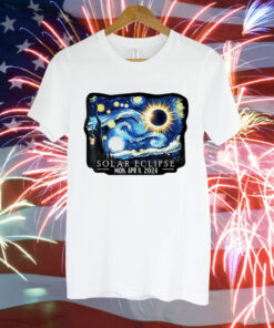 Retro Starry Night & Solar Eclipse Of April 8, 2024 Tee Shirt