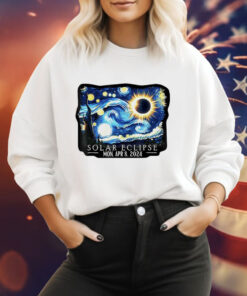 Retro Starry Night & Solar Eclipse Of April 8, 2024 Tee Shirt