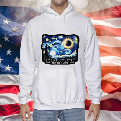 Retro Starry Night & Solar Eclipse Of April 8, 2024 Tee Shirt