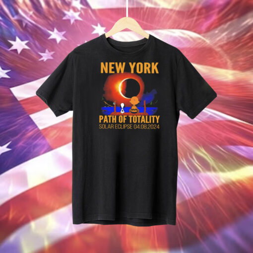 Snoopy and Charlie Brown New York path of totality solar eclipse april 8 2024 Tee Shirt