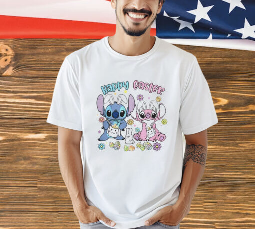 Stitch and Angel happy easter bunny 2024 T-shirt