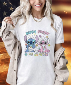 Stitch and Angel happy easter bunny 2024 T-shirt