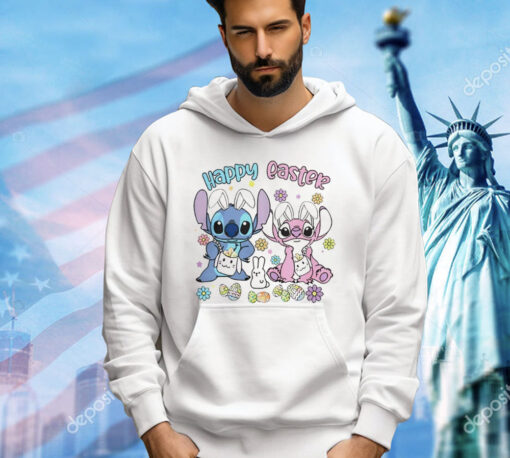 Stitch and Angel happy easter bunny 2024 T-shirt