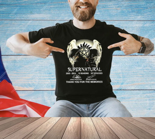 Supernatural 2005-2024 15 Seasons 327 Episodes Thank You For The Memories T-Shirt