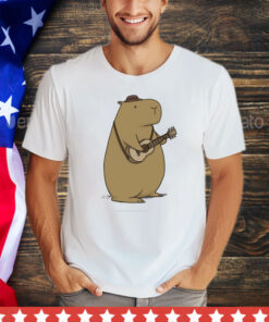 A capybara playing a guitar shirt