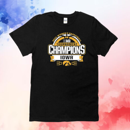 Iowa Hawkeyes Black 2024 Women’s Basketball Big 10 Tournament Champions T-Shirt