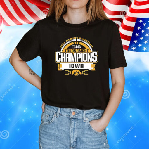 Iowa Hawkeyes Black 2024 Women’s Basketball Big 10 Tournament Champions T-Shirt