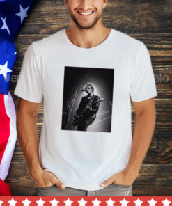 Jamie Campbell Bower Playing Guitar Black and White Poster Canvas Shirt