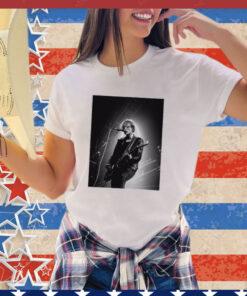 Jamie Campbell Bower Playing Guitar Black and White Poster Canvas Shirt