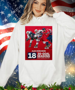 Official Alex Ovechkin Of Washington Capitals NHL Became The First Player Had At Least 30 Goals In 18 Seasons NHL shirt