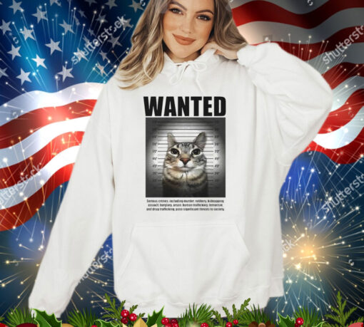 Wanted cat mugshot shirt