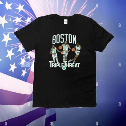 Celtics Triple Threat Holiday Tatum Brown T-Shirt