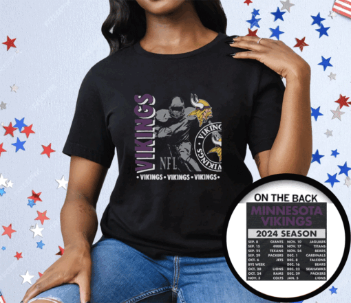 Minnesota Vikings Schedule 2024 Tee Shirt - Image 3