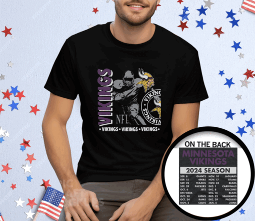 Minnesota Vikings Schedule 2024 Tee Shirt - Image 2