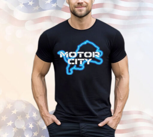 Sam Richardson wearing Detroit Lions Motor City T-Shirt