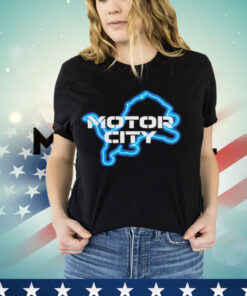 Sam Richardson wearing Detroit Lions Motor City T-Shirt