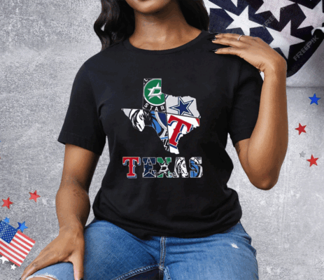 Texas Maps Sports Teams Tee Shirt