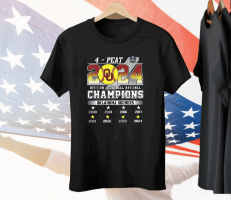 4-Peat 2024 Division I Softball National Champions Oklahoma Tee Shirt