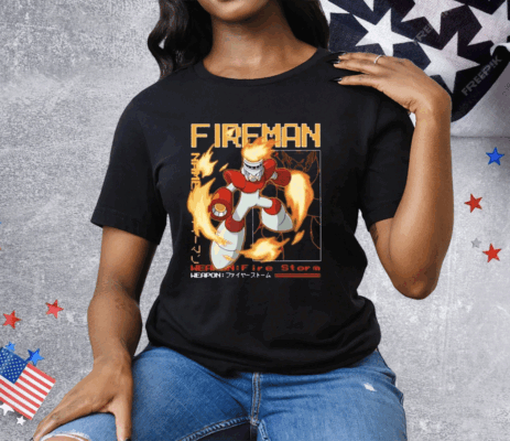 Megaman Capcom Fireman Large Print Tee Shirt