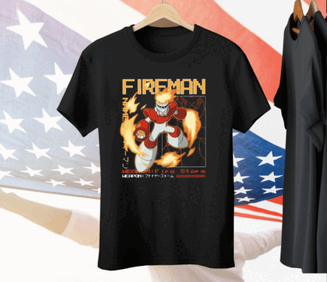 Megaman Capcom Fireman Large Print Tee Shirt