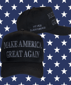 Never Surrender Black MAGA 2024 Hat