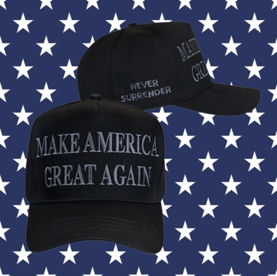 Never Surrender Black MAGA 2024 Hat