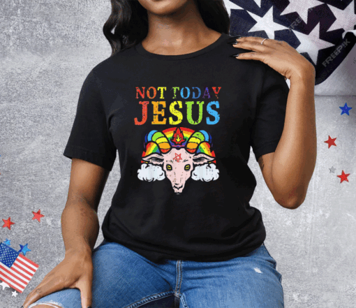 Not Today Jesus Satan Goat Satanic Pride Rainbow Tee Shirt