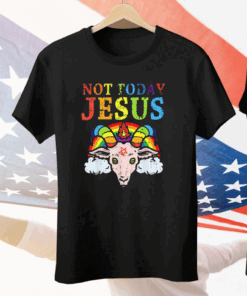 Not Today Jesus Satan Goat Satanic Pride Rainbow Tee Shirt