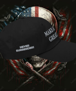 Trump Never Surrender Black MAGA 5 Panel Trucker Cap