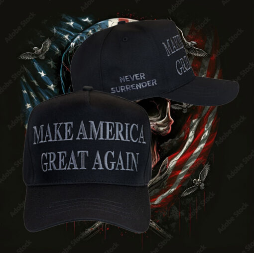 Trump Never Surrender Black MAGA 5 Panel Trucker Cap - Image 3