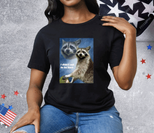 Raccoon Aesthetic I Didn’t Ask To Be Born Tee Shirt - Image 2