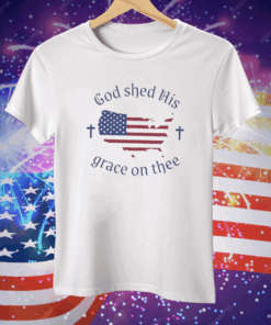 Women’s God shed His grace on thee Flag Print Tee Shirt