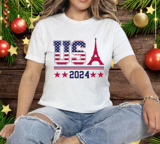 Team Usa Eiffel Tower 2024 Summer Game Tee Shirt - Image 3