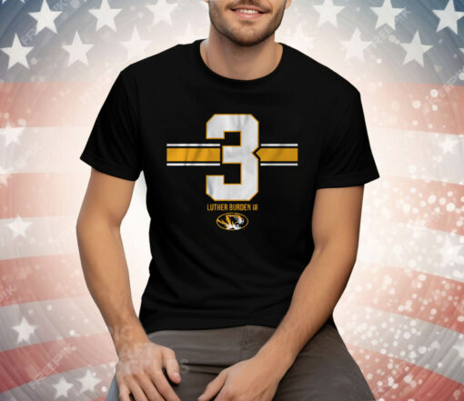 Mizzou Football Luther Burden III 3 Stripe Tee Shirt