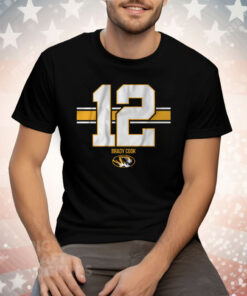 Mizzou Football Brady Cook 12 Stripe Tee Shirt