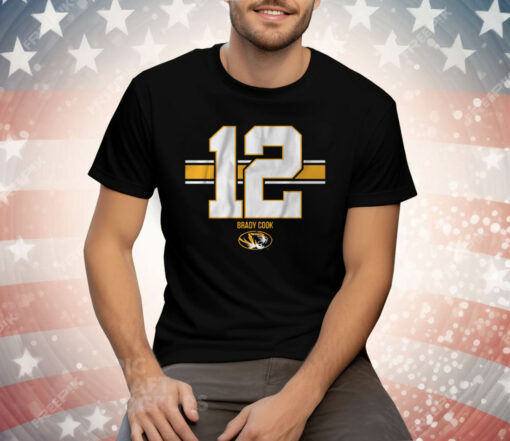 Mizzou Football Brady Cook 12 Stripe Tee Shirt