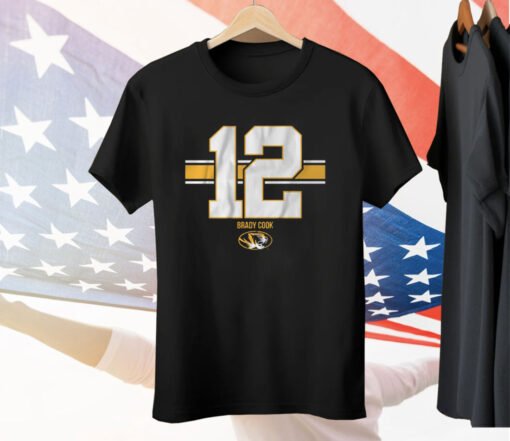 Mizzou Football Brady Cook 12 Stripe Tee Shirt