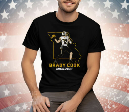 Mizzou Football Brady Cook State Star Pose Tee Shirt