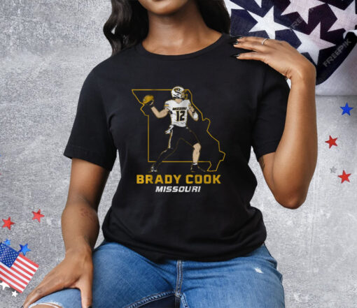 Mizzou Football Brady Cook State Star Pose Tee Shirt