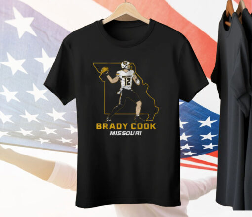 Mizzou Football Brady Cook State Star Pose Tee Shirt