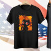 Autumn leaves and a black cat autumn lights Tee Shirt