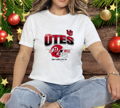 Utah Football Helmet Grid Tee Shirt