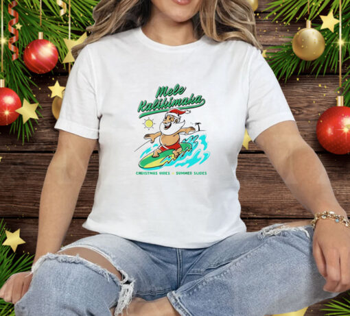 Mele Kalikimaka Christmas vibes summer slides T-Shirt