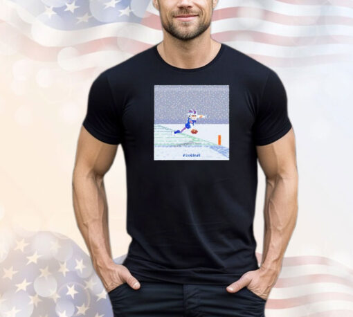 Josh Allen Flying Touchdown Snow Pixel T-Shirt