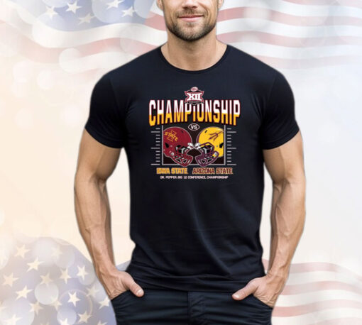 Official Iowa State Vs Arizona State Champion 2024 Big 12 Conference Championship Helmet to Helmet T-Shirts