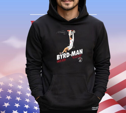 Official Miles Byrd High Flying Above The Rim Action Byrd-Man San Diego State Aztecs Signature T-Shirt