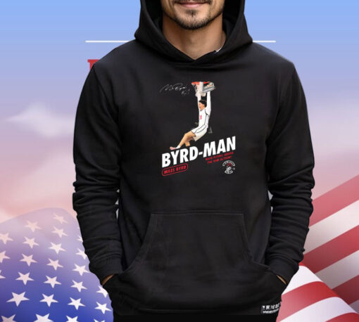 Official Miles Byrd High Flying Above The Rim Action Byrd-Man San Diego State Aztecs Signature T-Shirts